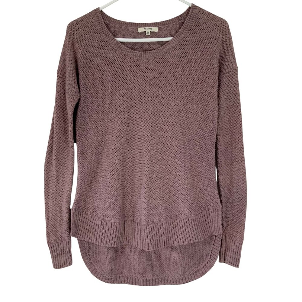 Madewell Purple Long Sleeve Scoop Neck Waffle Knit Pullover Tunic Sweater Sz XS
